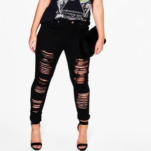 Plus Rose Ripped Skinny Jeans